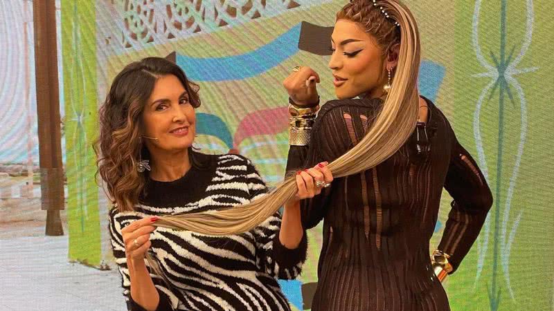 Fátima Bernardes se surpreendeu com o tamanho do cabelo usado por Pabllo Vittar no 'Encontro' desta sexta-feira (20) - Reprodução/Instagram