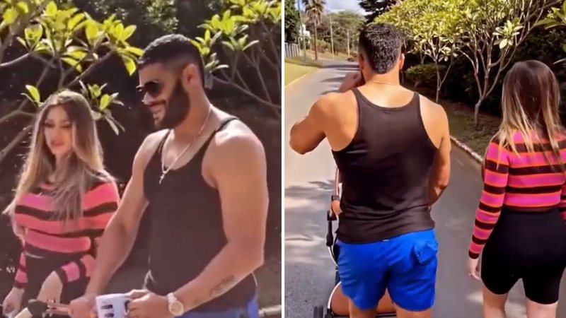 Hulk Paraíba e Camila Ângelo passeiam com a filha em carrinho de R$ 20 mil: "Puro luxo" - Reprodução/TV Globo