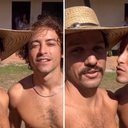 Como assim? Jesuita Barbosa se empolga e beija Guito nos bastidores de 'Pantanal' - Reprodução/TV Globo