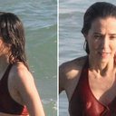 De biquíni, Marjorie Estiano é clicada com barrigão de grávida em praia no Rio - AgNews