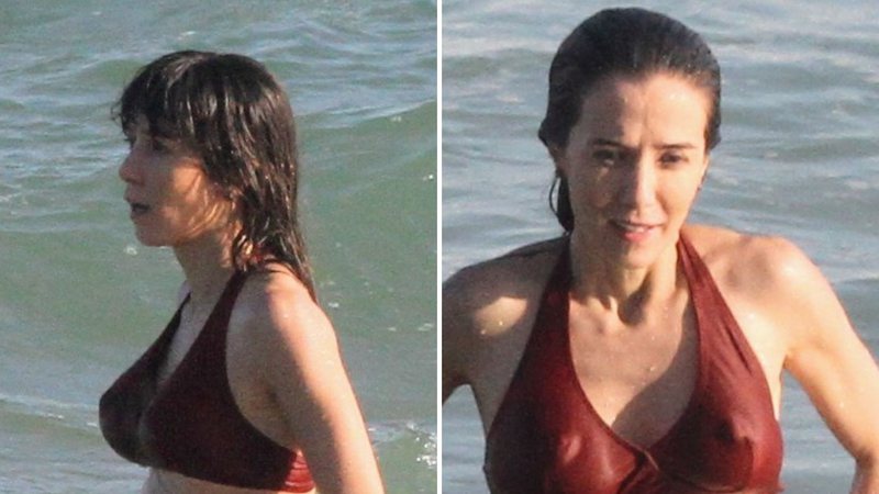 De biquíni, Marjorie Estiano é clicada com barrigão de grávida em praia no Rio - AgNews