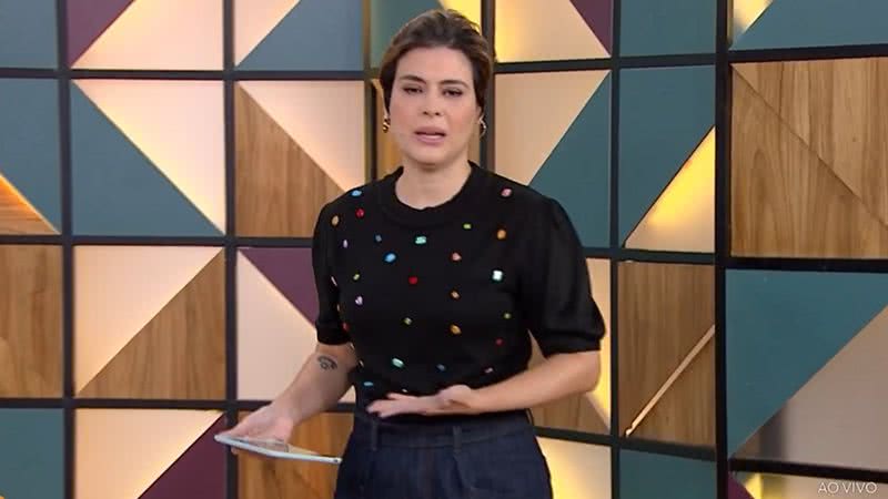 Michelle Loreto cometeu uma grande gafe ao vivo durante o 'Bem Estar' no 'Encontro' desta quarta-feira (11) - Reprodução/TV Globo