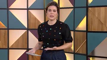 Michelle Loreto cometeu uma grande gafe ao vivo durante o 'Bem Estar' no 'Encontro' desta quarta-feira (11) - Reprodução/TV Globo