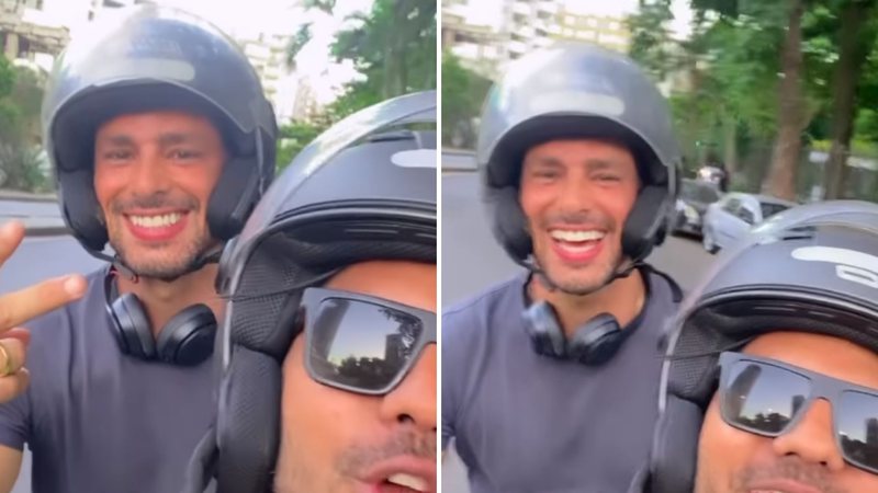 Na garupa, Cauã Reymond pega carona de mototaxi no Rio: "Pira não, mulherada" - Reprodução/Instagram