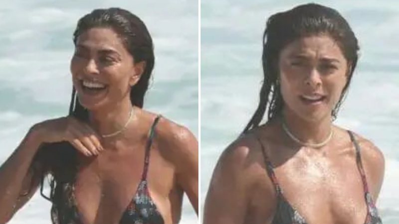 Juliana Paes toma banho de mar com fio-dental minúsculo e apaixona fãs - Dilson Silva/AgNews