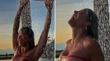 Esposa de Leonardo toma chuveirada em cliques picantes: "Que corpo é esse?" - Reprodução/TV Globo