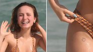 A atriz Larissa Manoela puxa biquíni até o limite e ostenta corpão invejável em dia de praia no Rio; confira imagens - Reprodução/AgNews