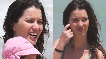 Nathalia Dill paparica a filha de quase dois anos em dia de calorão na praia - AgNews/Dilson Silva