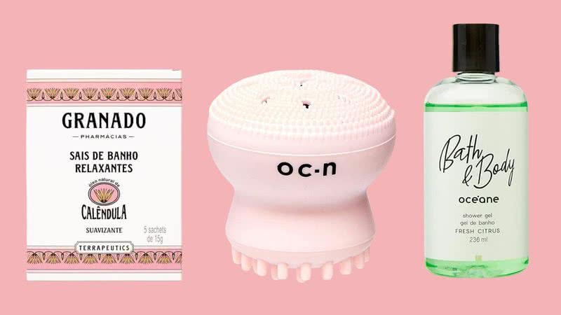 Esponja de limpeza facial, shower gel e outros itens essenciais para um banho super relaxante - Divulgação/Amazon