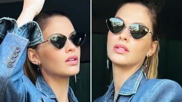 A modelo Andressa Suita dispensa decote e esbanja elegância com look jeans; confira imagens - Reprodução/Instagram