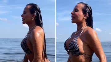 De fio-dental, Gretchen sensualiza ao sair do rio e mostra barriga após cirurgia: "Deusa" - Reprodução/Instagram