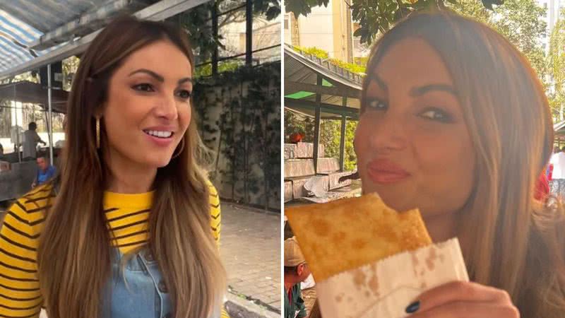 Esbanjando simpatia, a apresentadora Patrícia Poeta come pastel em feira e é tietada por feirantes; confira imagens - Reprodução/Instagram