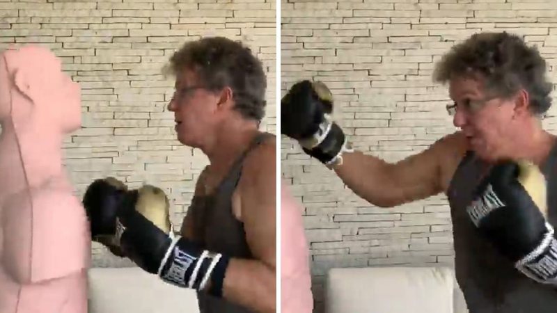 Boninho desconta a raiva em boneco durante treino de boxe e dá até nome para ele: "Para começar o dia relaxado" - Reprodução/Instagram