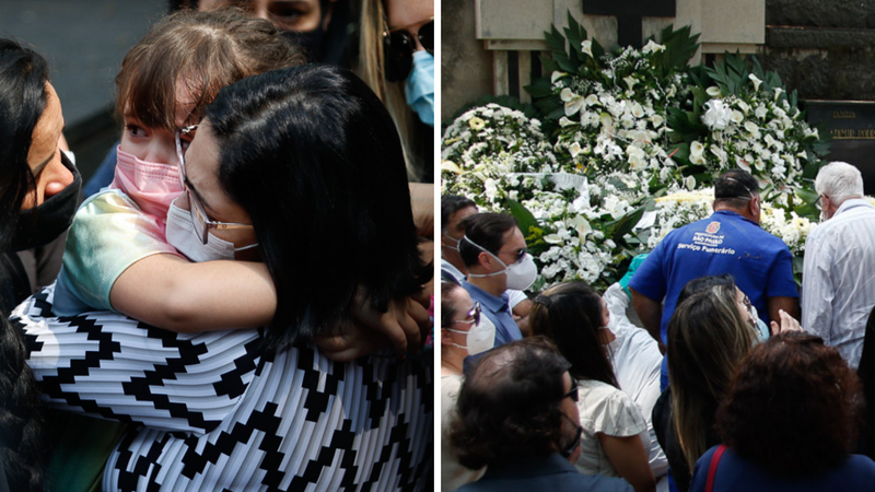 Esposa de Dudu Braga consola a filha no sepultamento do filho de Roberto Carlos - AgNews