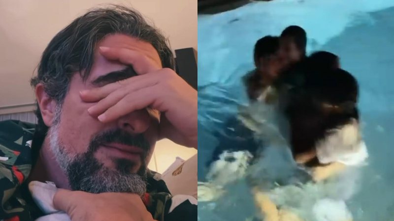 Após estreia triunfal no ‘Caldeirão’, Marcos Mion pula na piscina com a família: “Quantas vezes a gente estreia na Globo?” - Reprodução/Instagram