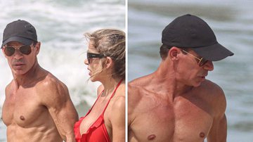 Aos 52 anos, Túlio Maravilha vai com a mulher à praia e corpos trincados do casal atraem olhares - AgNews