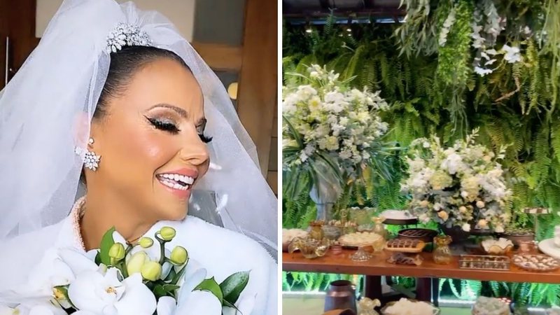 O bolo, o buquê, a decoração, os arranjos: veja fotos do casamento de Viviane Araújo - Reprodução/Instagram