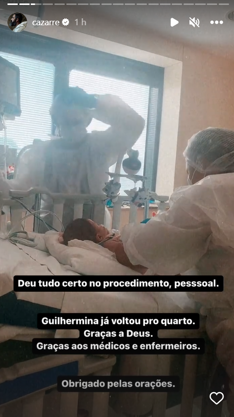 Juliano Cazarré atualiza quadro da filha após nova cirurgia decisiva: "Deu certo"
