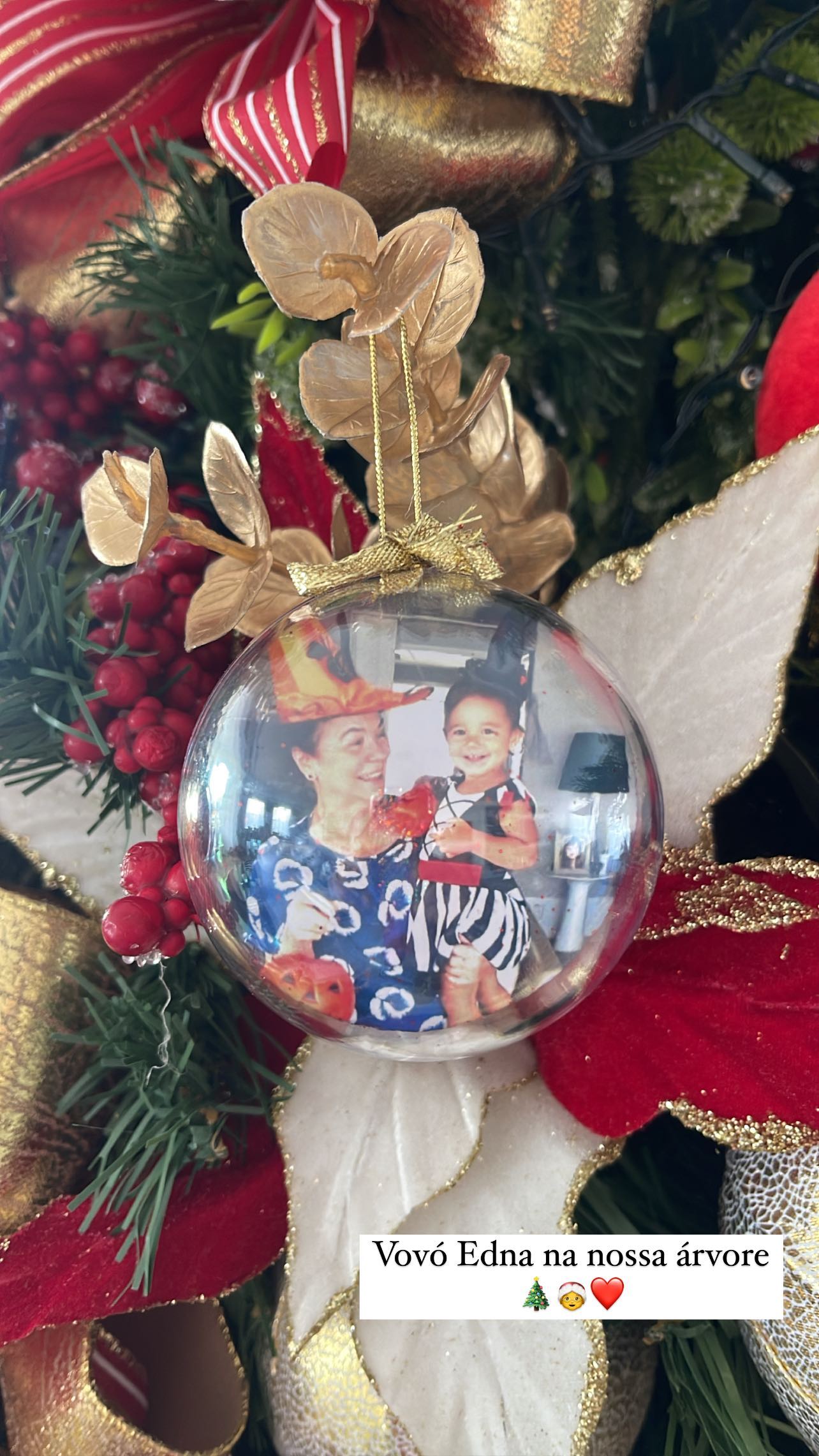 Ticiane Pinheiro emociona com homenagem à mãe de César Tralli na árvore de Natal