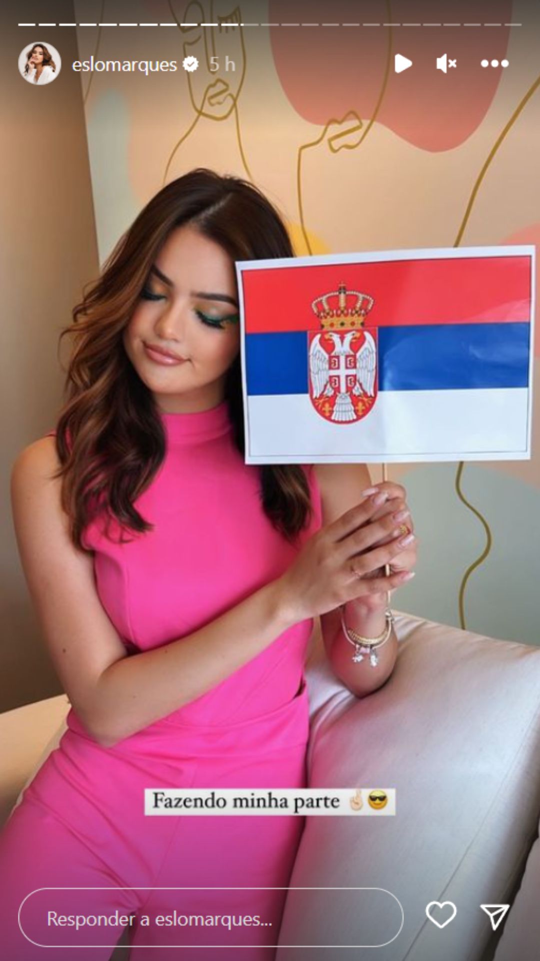 Foto de Eslovênia com a bandeira da Sérvia ao lado