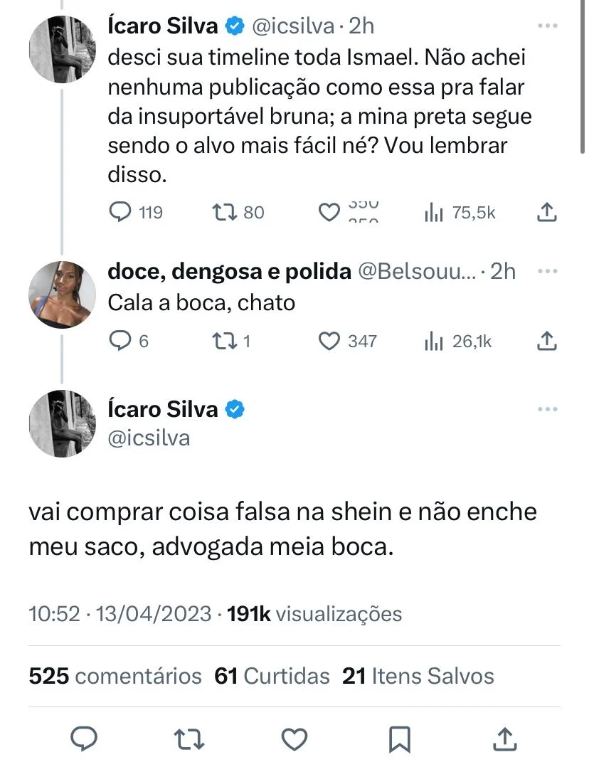 Ícaro Silva ofende fãs