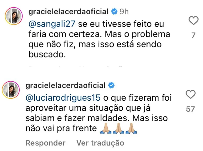Graciele Lacerda nega ter atacado família Camargo em perfil falso: "Se tivesse, admitiria"