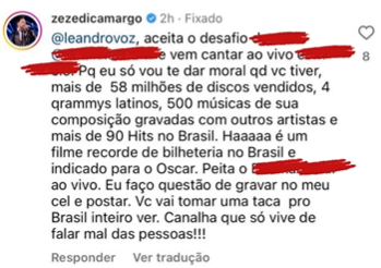 Revoltado, Zezé di Camargo humilha técnico vocal após crítica: "Canalha"