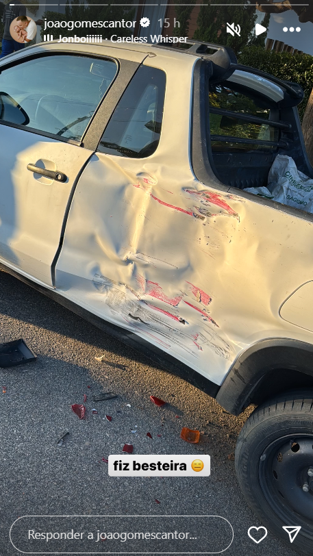 João Gomes sofre acidente de carro e destrói o veículo: "Faltou freio"