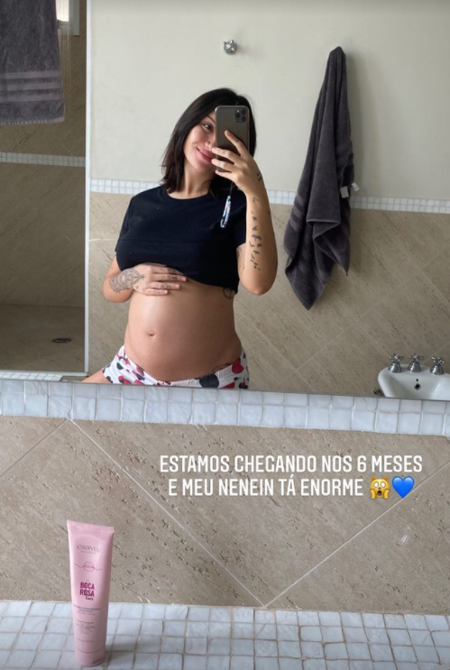 Boca Rosa mostra barrigão de quase seis meses no Instagram