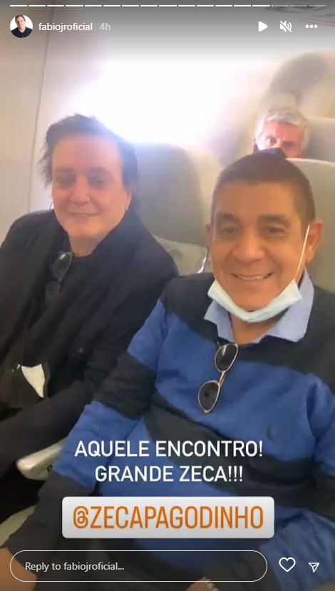 Fábio Jr. encontra Zeca Pagodinho em voo