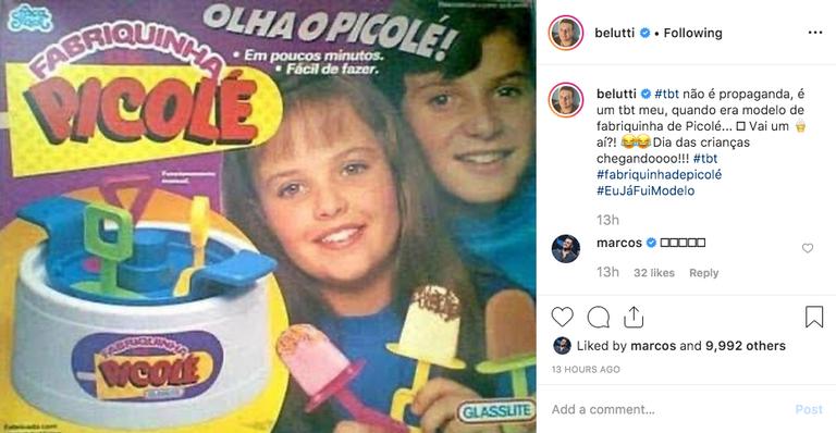 Belutti revela que foi garoto-propaganda de brinquedo na infância