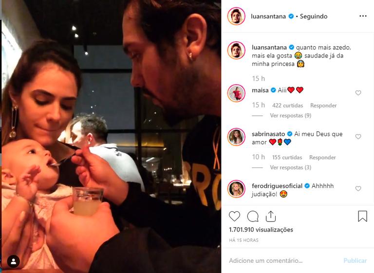 Luan Santana dá limão para bebê