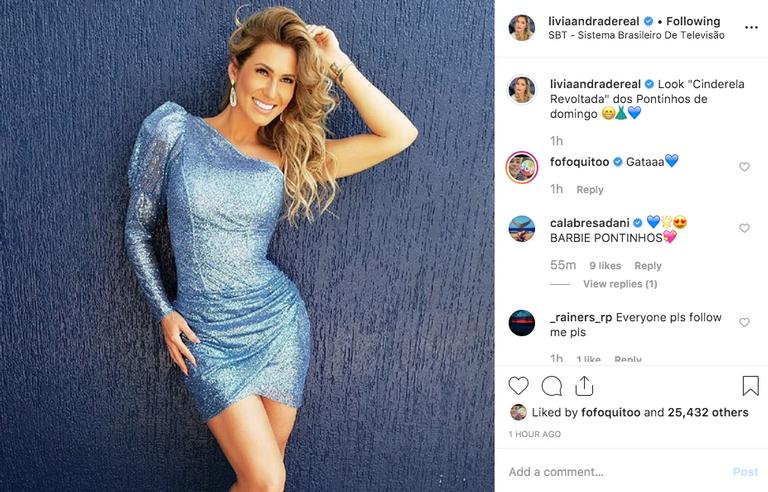 Lívia Andrade surge com look curtinho em programa de TV