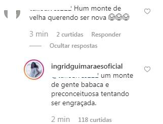 Ingrid Guimarães rebate seguidor mal educado