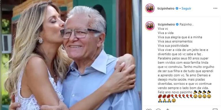Ticiane Pinheiro faz linda homenagem ao pai no dia de seu aniversário