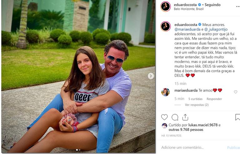 Eduardo Costa surpreende ao surgir com a filha em momento raro
