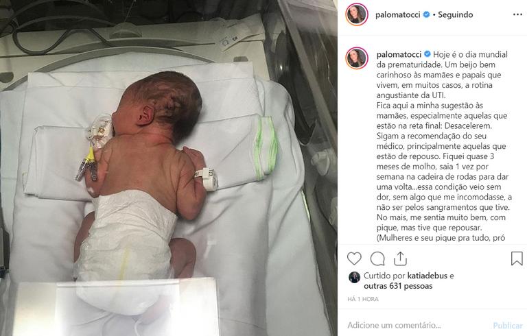 Paloma Tocci mostra foto da filha na UTI Neonatal e desabafa: 'Difícil encarar'