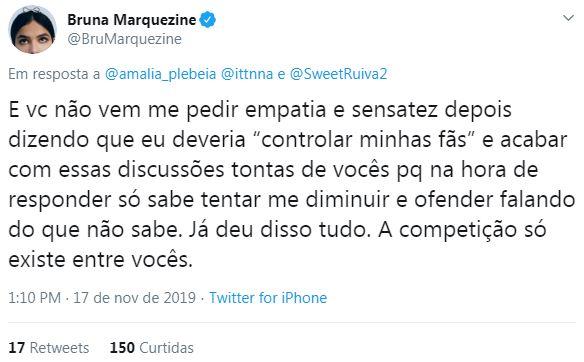 Bruna Marquezine rebate críticas no Twitter