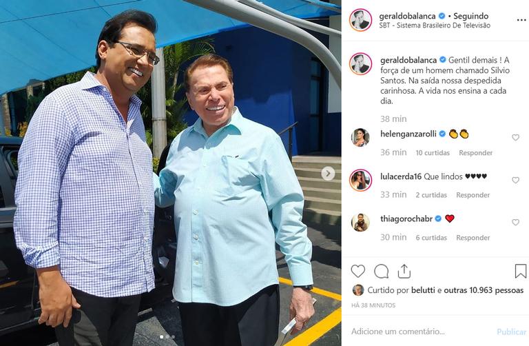 Silvio Santos é flagrado no SBT em fotos com Geraldo Luis
