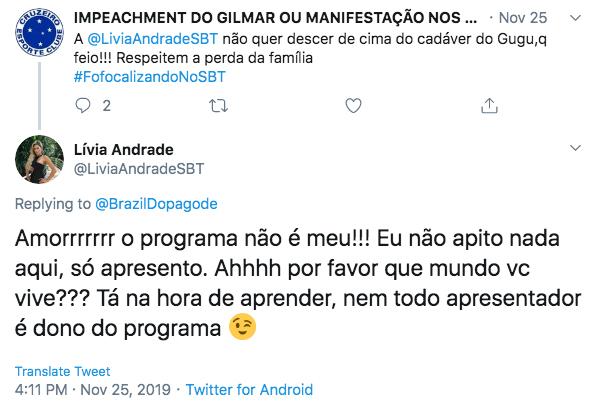 Lívia Andrade detona críticas ao Fofocalizando