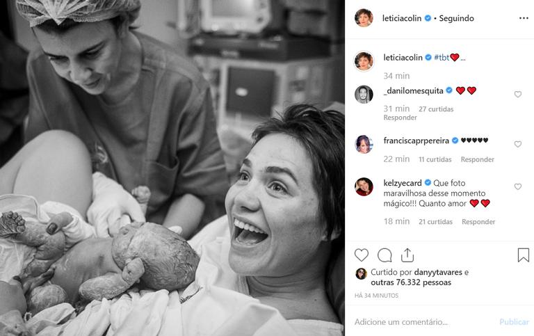 Letícia Colin mostra nova foto do parto do primeiro filho