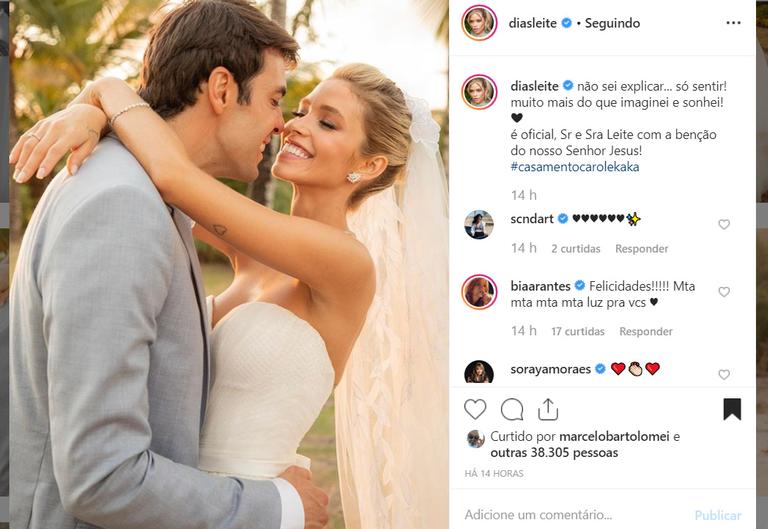 Kaká e Carol Dias mostram as fotos oficiais do casamento