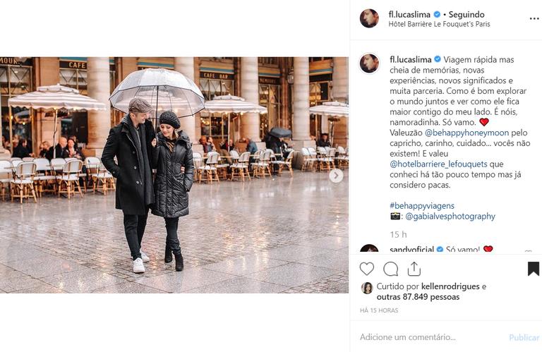 Sandy e Lucas Lima encantam com fotos de viagem romântica para Paris
