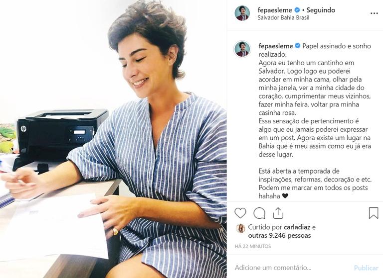 Fernanda Paes Leme compra casa em Salvador