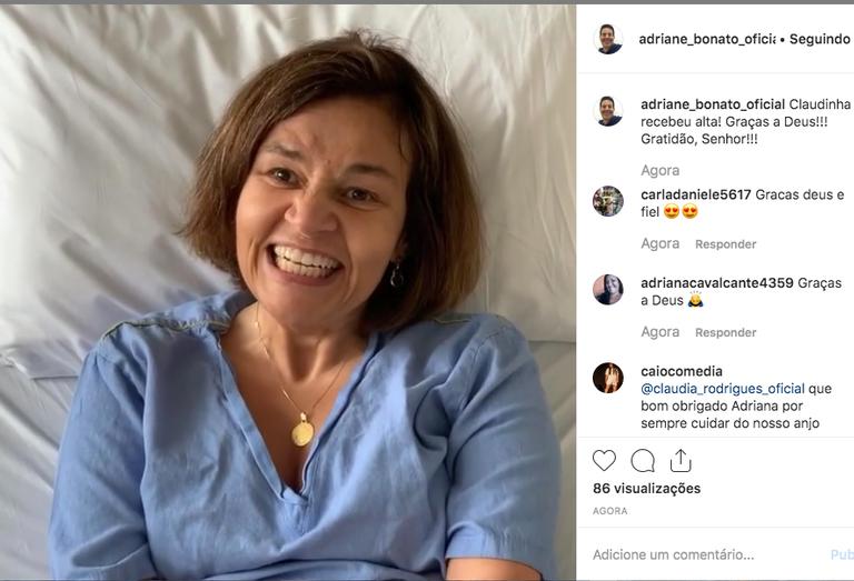 Claudia Rodrigues recebe alta hospital após tomar medicamento importado