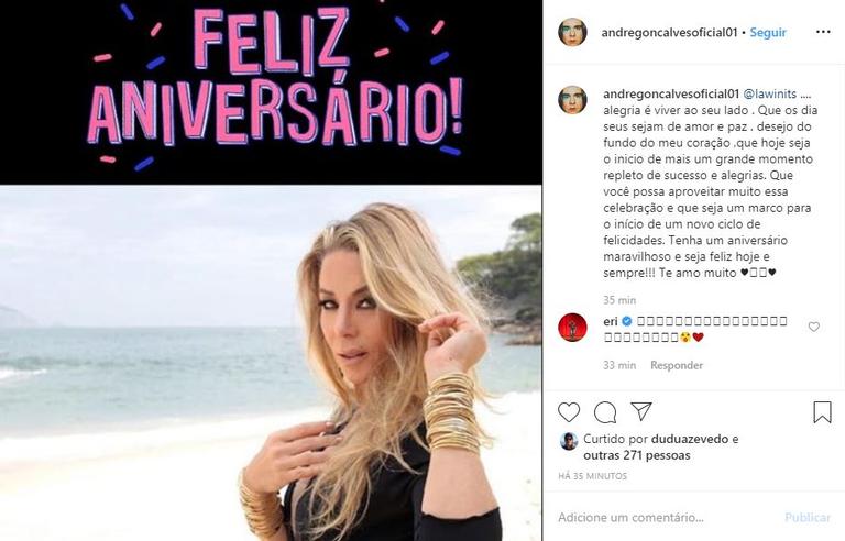 André Gonçalves faz homenagem de aniversário à esposa, Danielle Winits