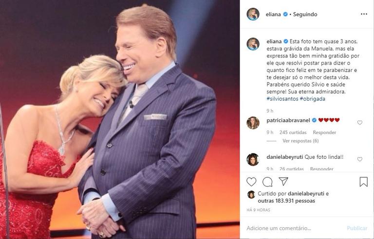 Eliana faz homenagem a Silvio Santos nas redes sociais