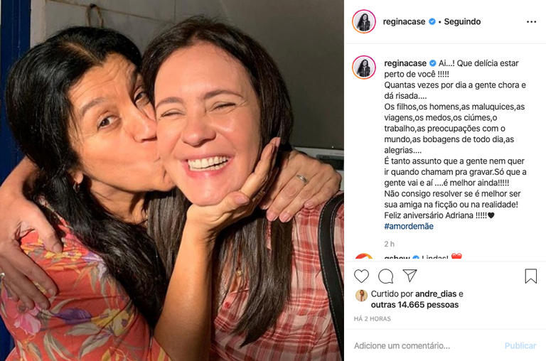 Regina Casé faz homenagem a Adriana Esteves