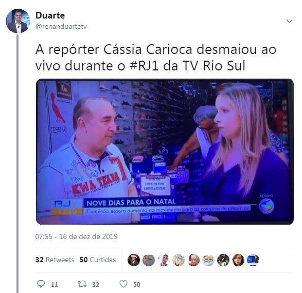Repórter da Globo desmaia ao vivo