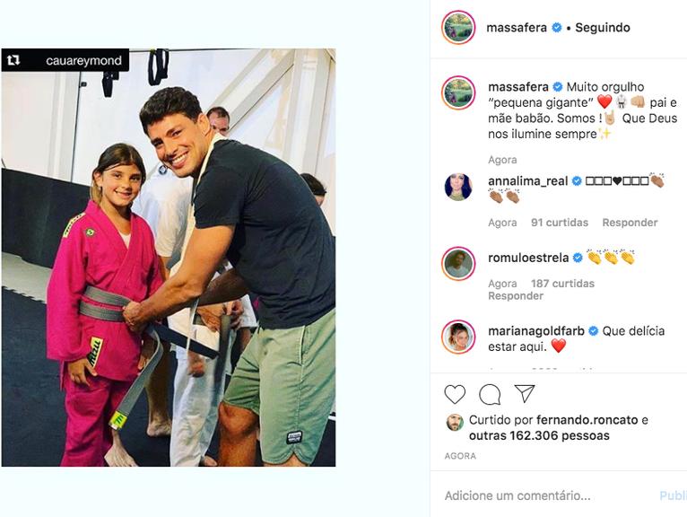 Grazi Massafera comenta sobre foto de Cauã Reymond com a filha, Sofia